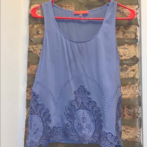 Tank Top with Lace Cutouts - Picture 1 of 3